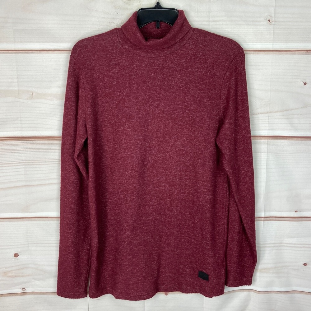 Leif Nelson Sweater Mens XL Red Fleece Turtleneck Long Sleeve Pullover Solid